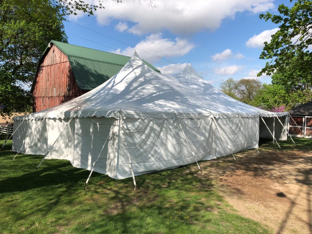 40 x 60 White Tension Tent with solid white side walls